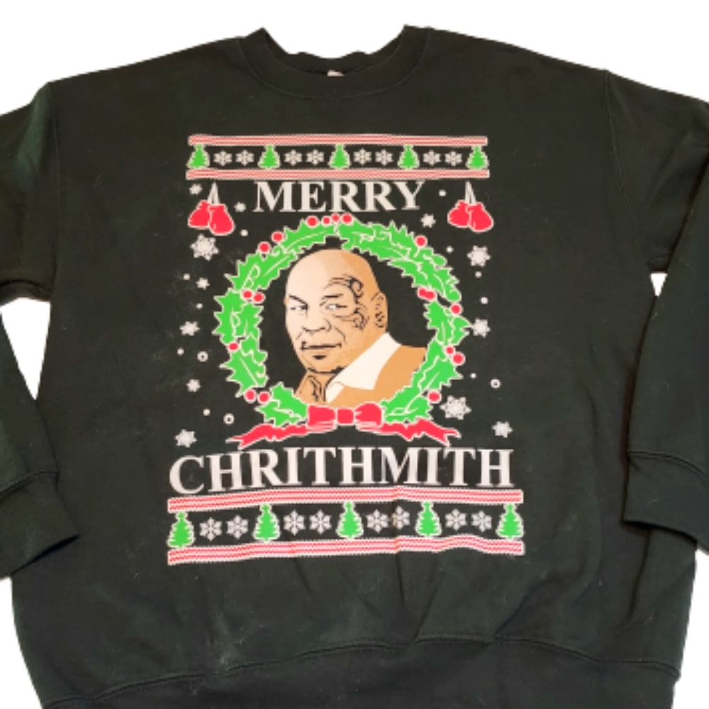 Men's Mike Tyson ugly Christmas sweater sweatshirt size medium